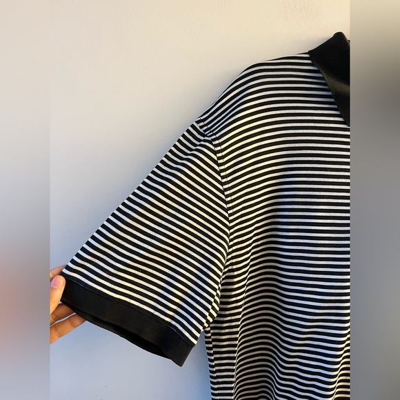 Ralph Lauren Purple Label Cotton Black and White Striped Polo Shirt - Picture 4 of 11